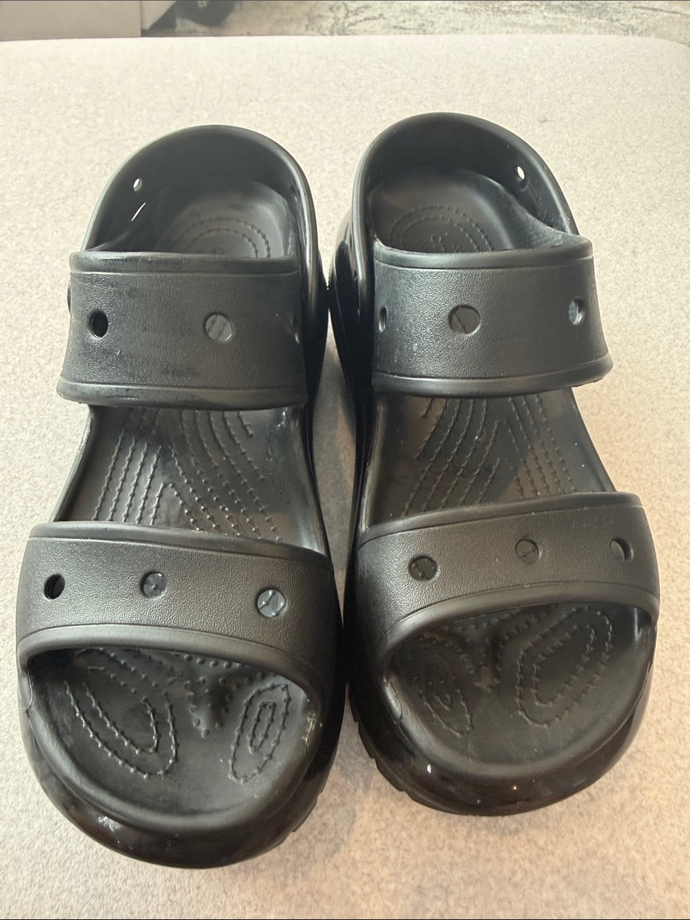 CROCS Black mega crush Double-Strap Slide Sandals